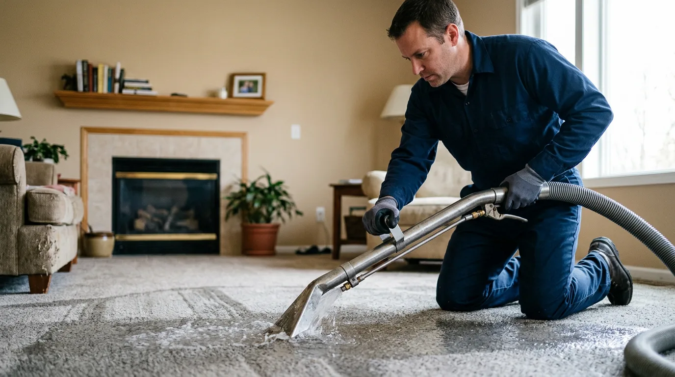 Water damage restoration technician working near Lost Nation, IA